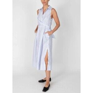 Derek Lam 10 Crosby Women's Shanaya Front Wrap Dress Blue Multi - Size 8